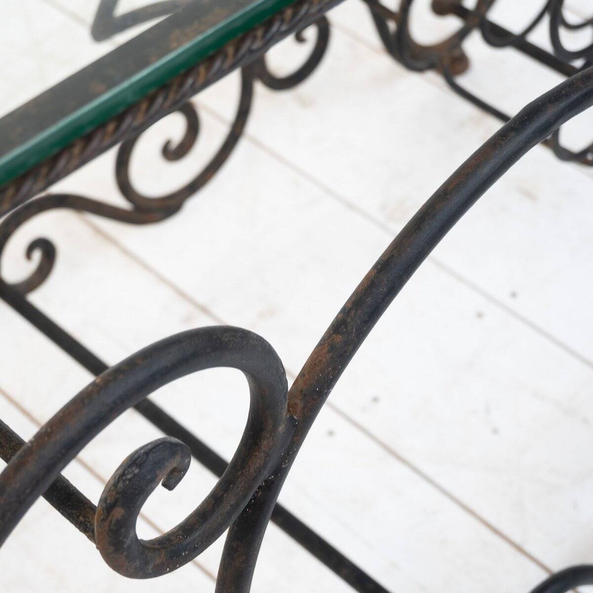 Provençal Wrought Iron and Glass Console Table, 1950