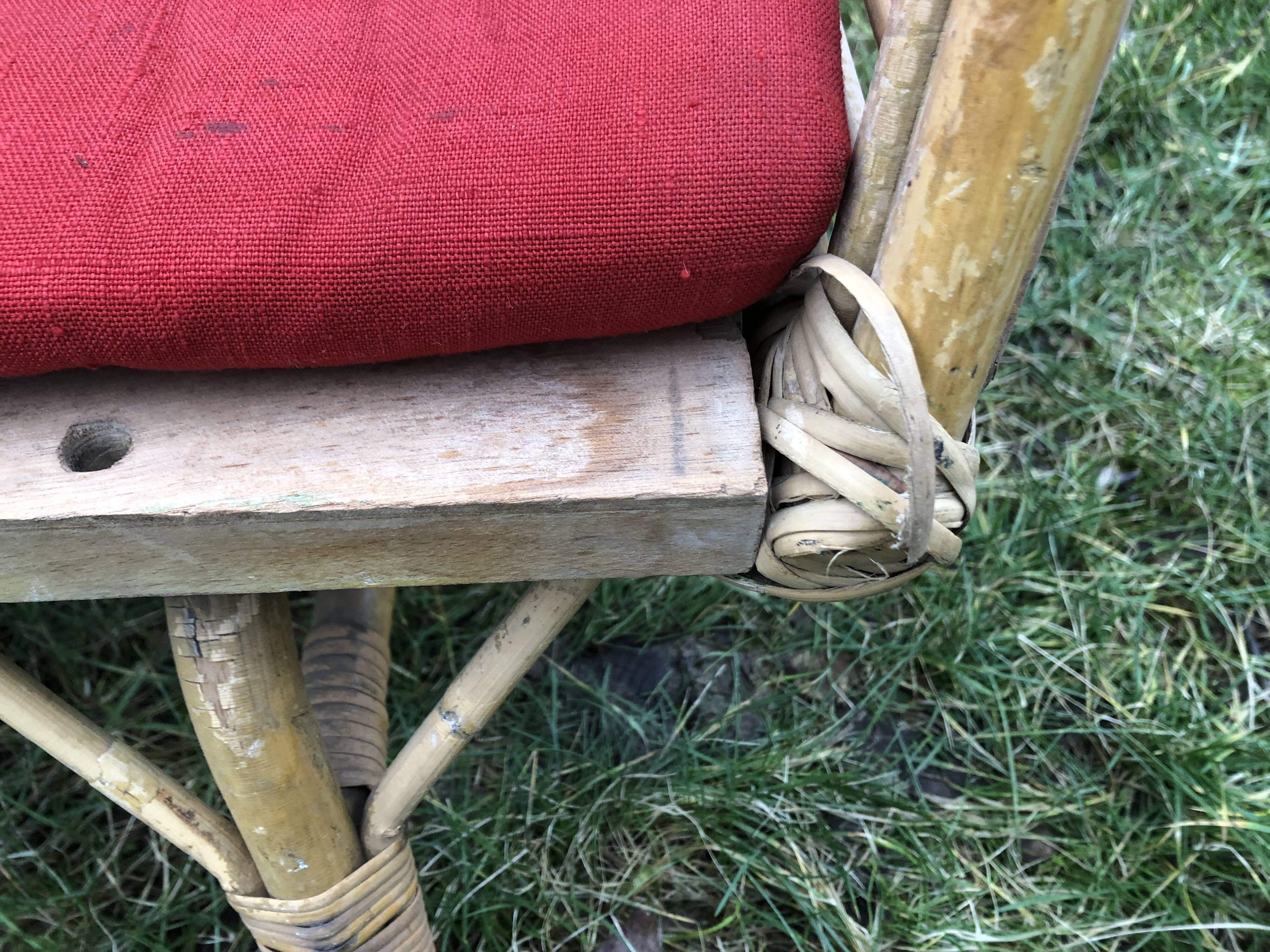 Bamboo rattan benches for kids vintage 60s