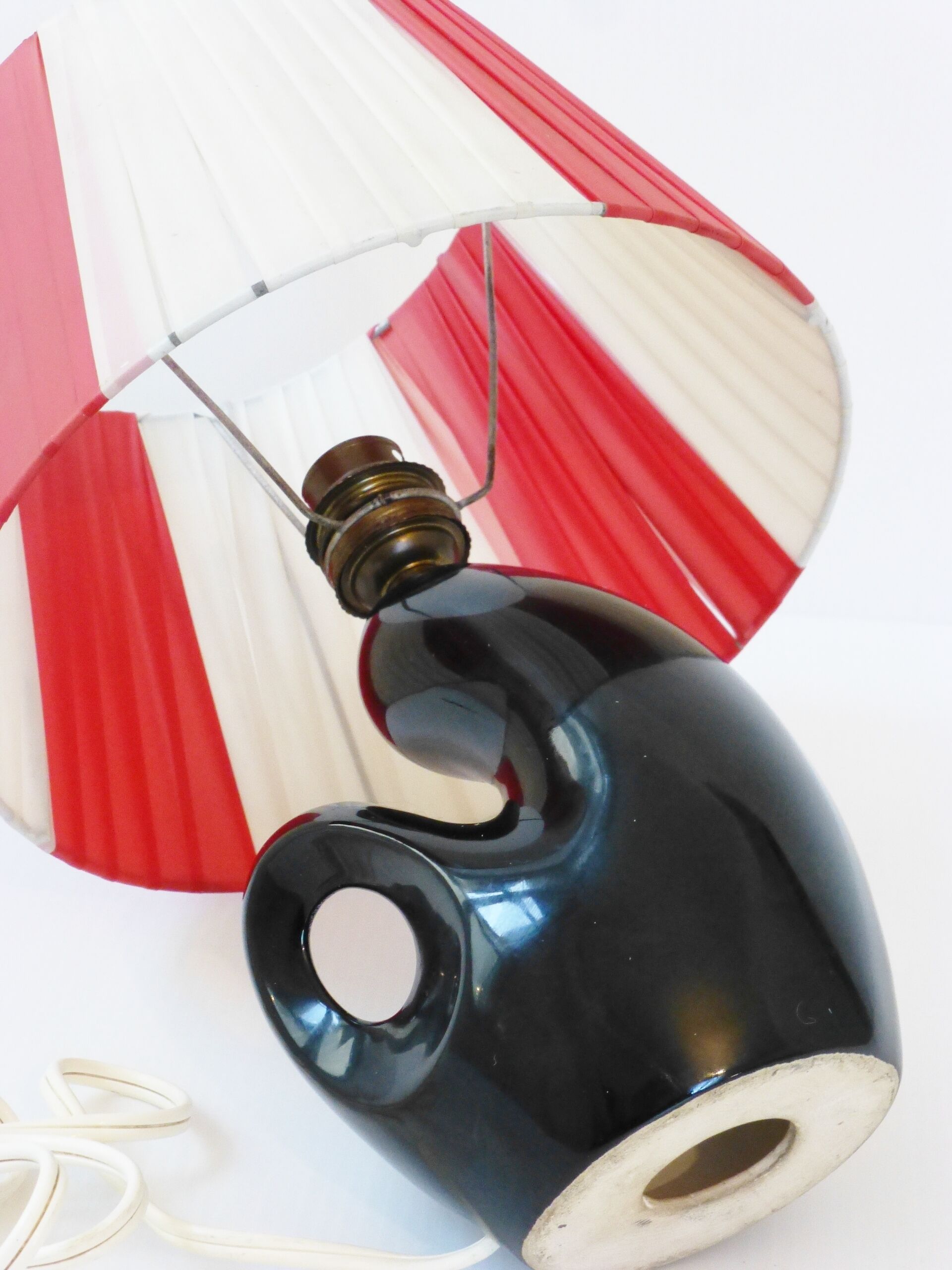 Adorable lamp 50s in ceramics and nylon raffia 1950 vintage 50's rockabilly