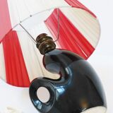 Adorable lamp 50s in ceramics and nylon raffia 1950 vintage 50's rockabilly