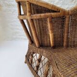 Vintage rattan confidant sofa