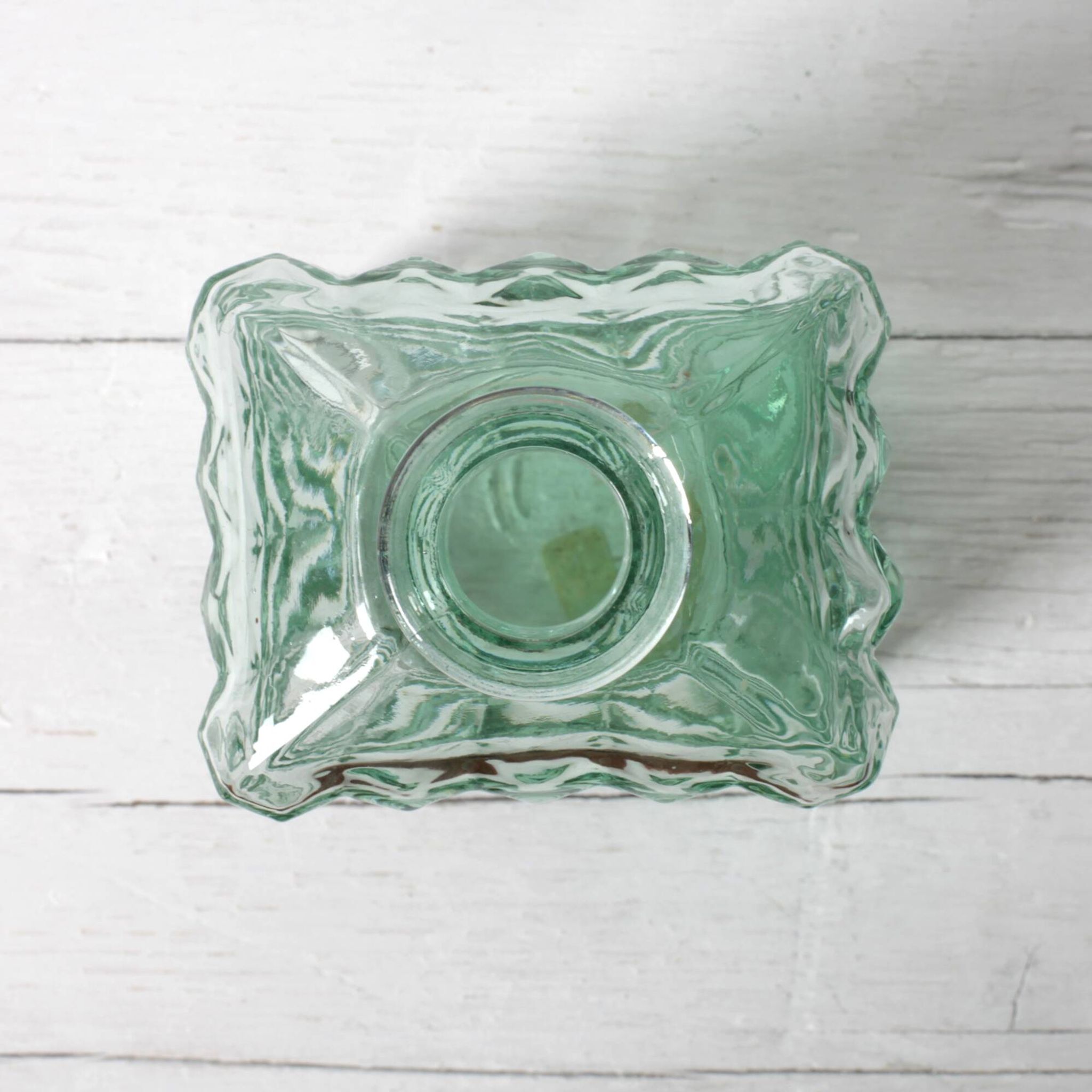 Georgia Green Glass Decanter with Cork Stopper / Spain / 1990s