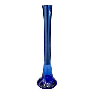 Soliflore en Verre Bleu Vintage des Années 80 – Élégance et Style Rétro