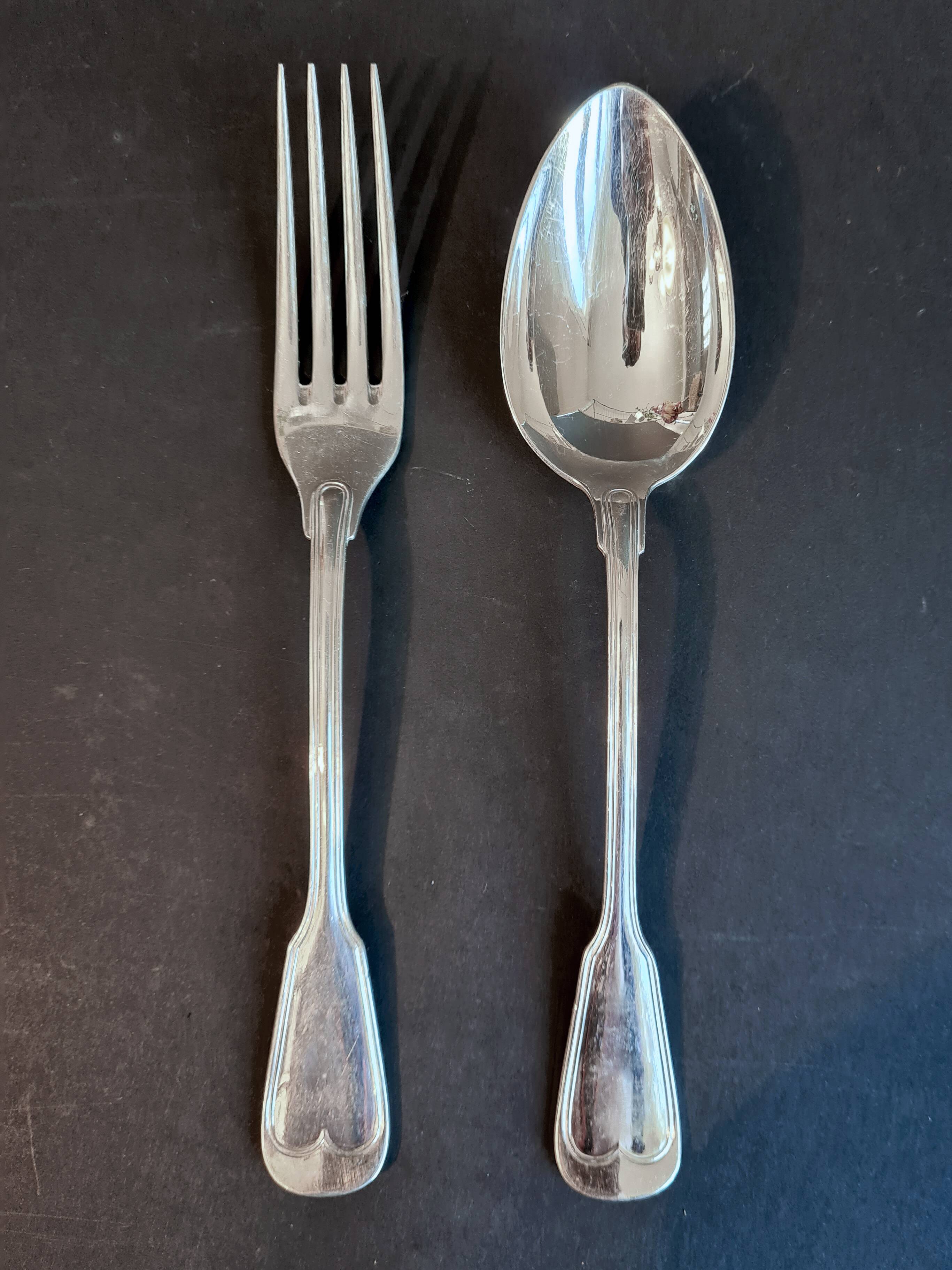 24-piece silver-plated metal cutlery set "Deettjean 190" and their box - Filet de Coeur model - Ref 11