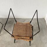 Set of three Raoul Guys wicker and metal stools