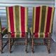 Set of 6 Louis XIII style chairs in turned wood and velvet.