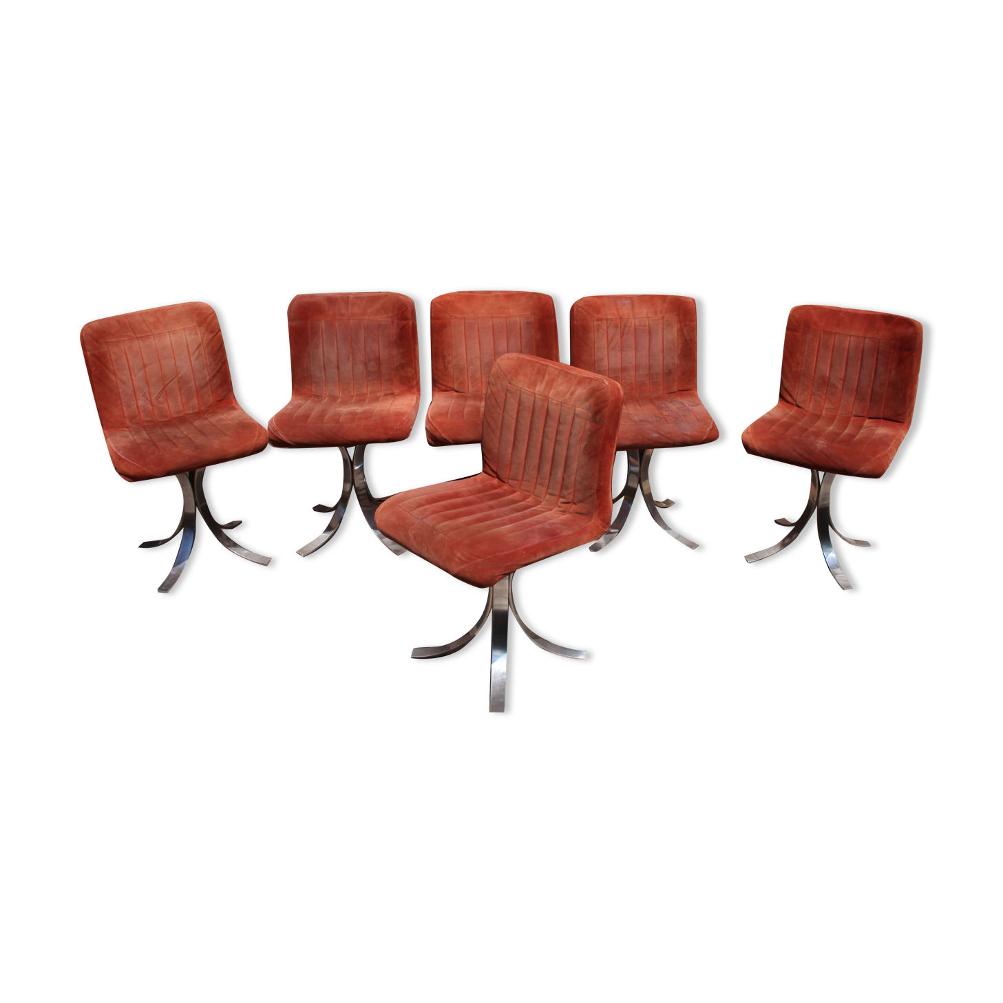 6 cooked chairs and metal base