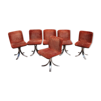 6 cooked chairs and metal base