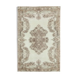 Hand-knotted rustic turkish beige carpet 196 cm x 295 cm