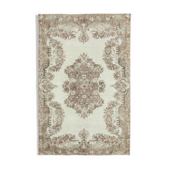 Tapis beige turc noué à la main 196 cm x 295 cm