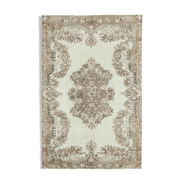Tapis beige turc noué à la main 196 cm x 295 cm