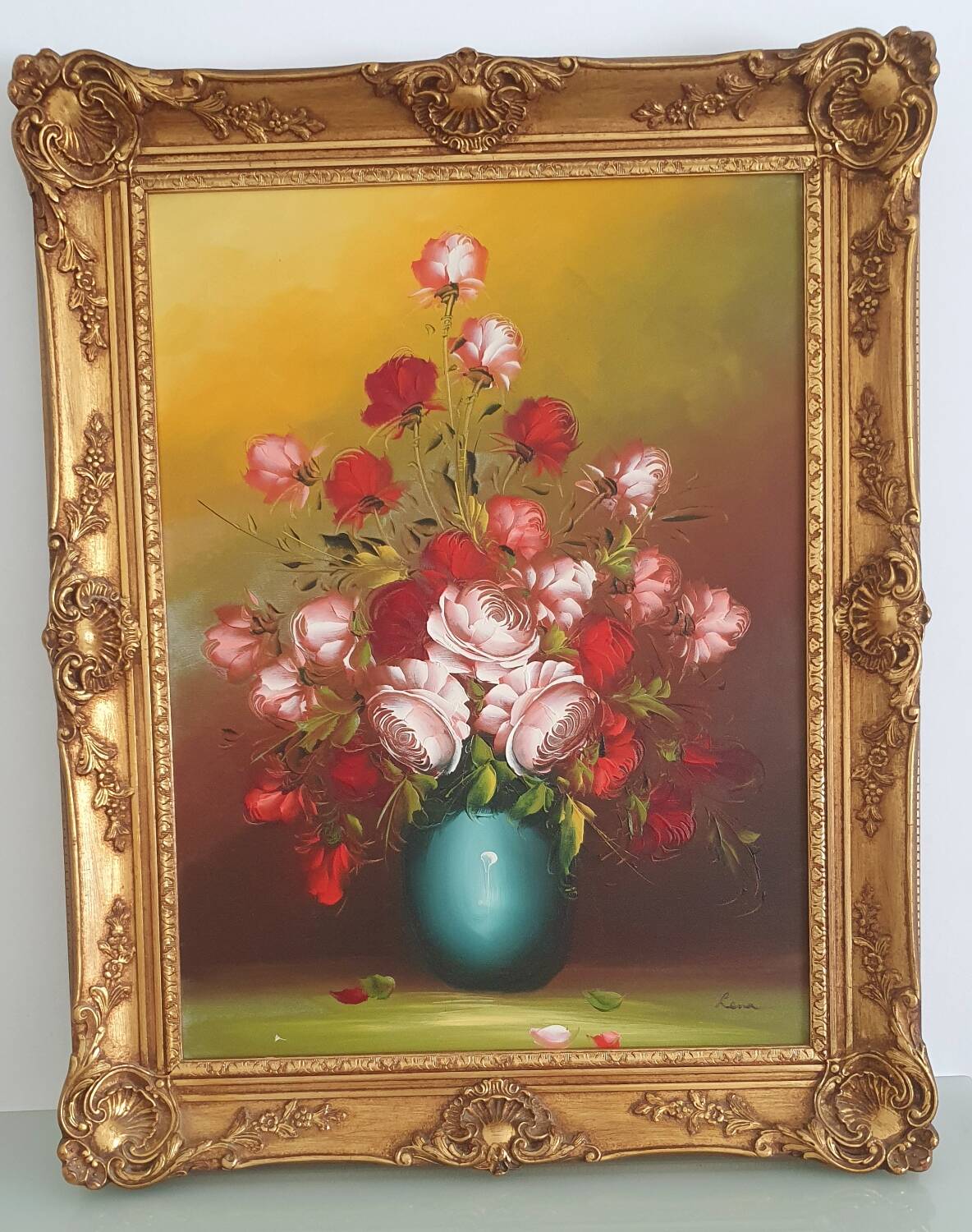 Large painting "bouquets of roses" - signed oil on canvas