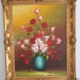Large painting "bouquets of roses" - signed oil on canvas