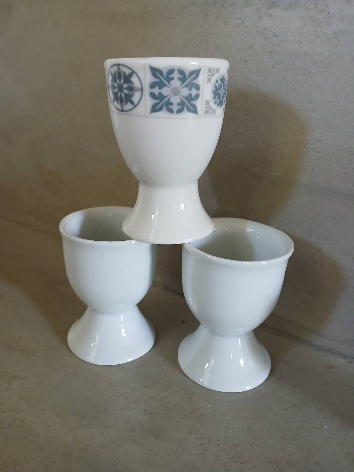 6 mismatched antique egg cups