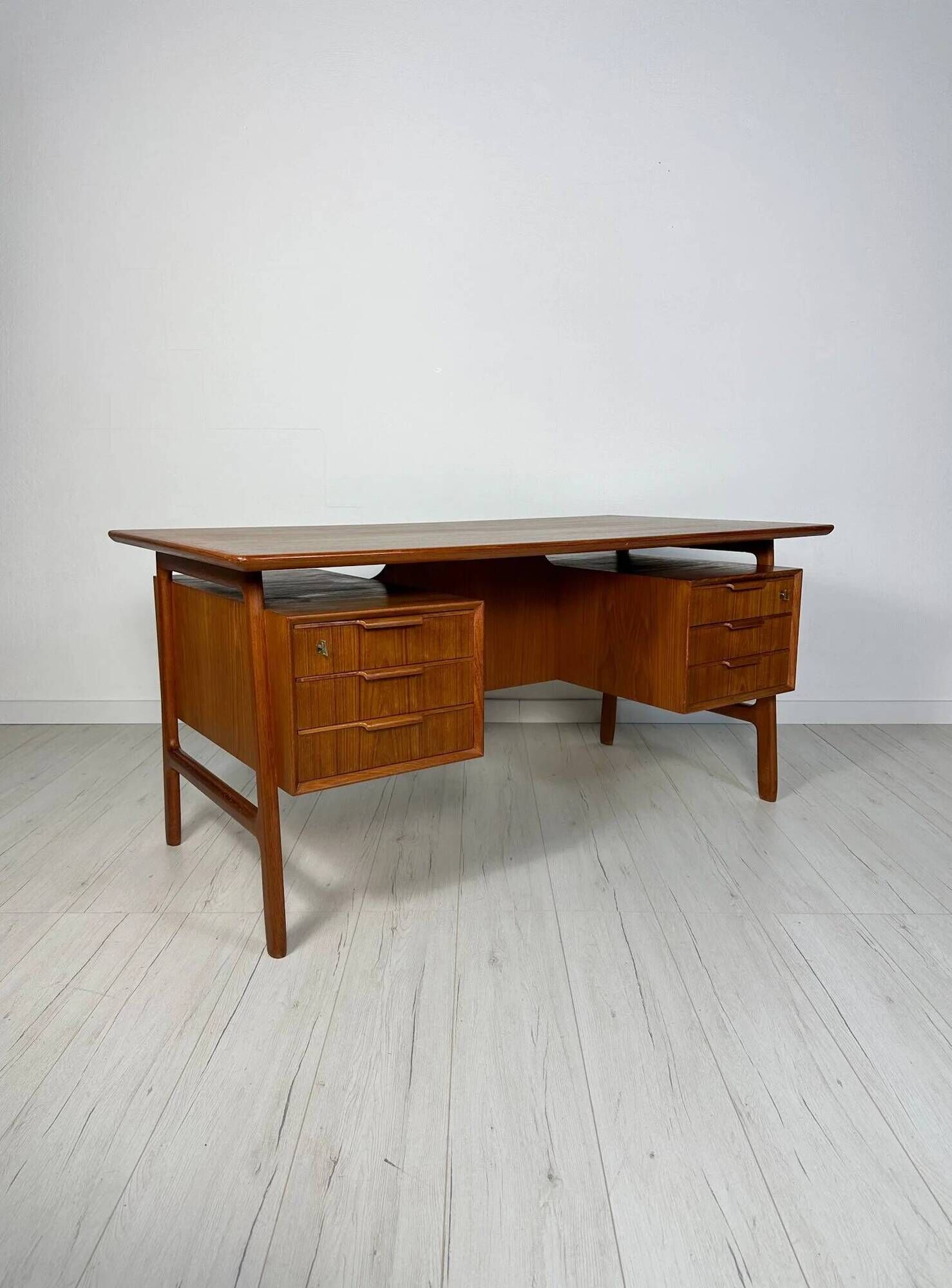 1960s Vintage Danish Teak Writing Desk by Gunni Omann for Omann Jun No 75