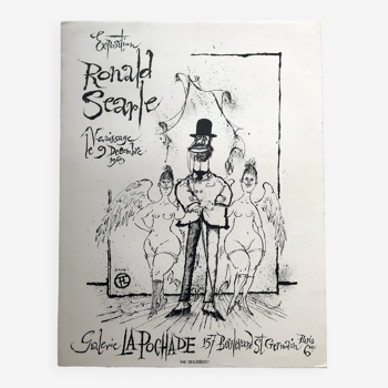 Ronald searle, galerie la pochade, 1969. affiche originale en lithographie sur vélin