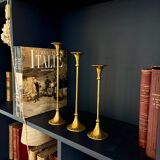 Trio of "Trumpet" brass candlesticks - 1960
