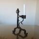Brutalist candle holder to install or wall in blackened wrought iron blackened 40s 50s