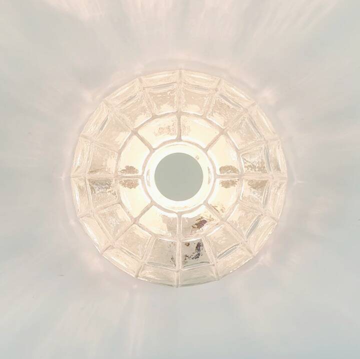 Mid-century modern white iron glass flush mount or ceiling light from limburg, germany, 1960s