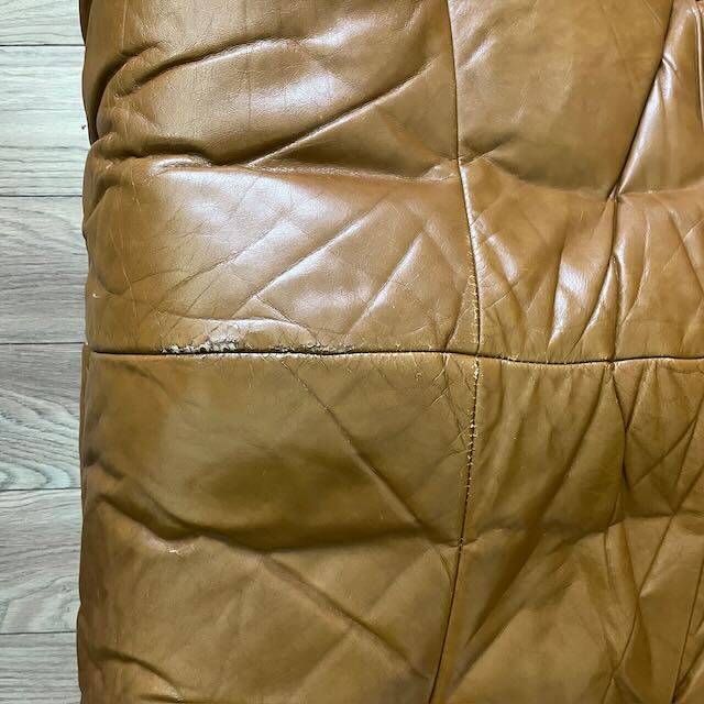 Vintage caramel leather bench