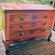 Majestic Louis XV Chest of Drawers in Walnut and Royal Red Marble – 19th Century