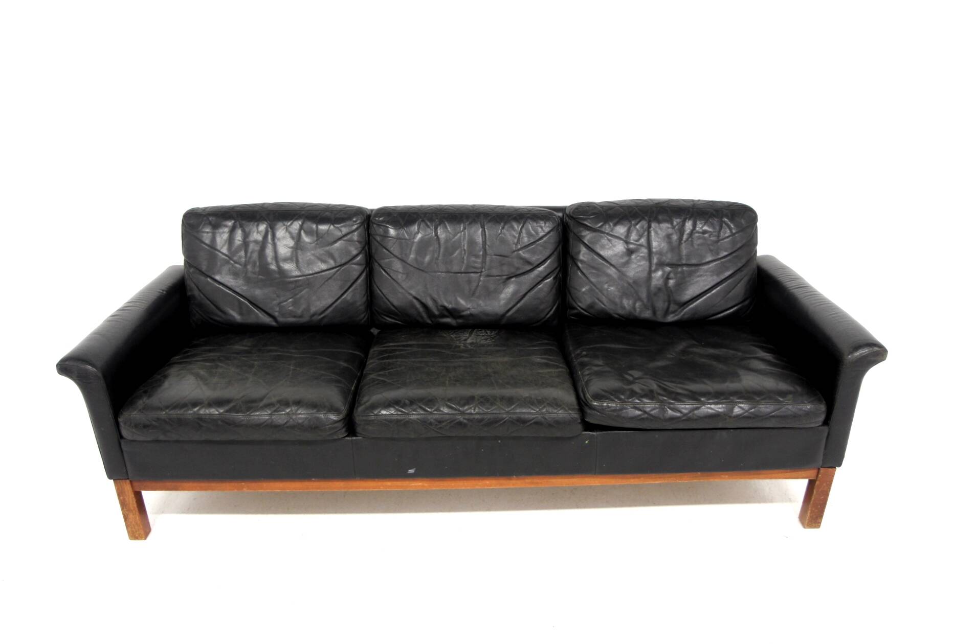 Scandinavian 3-seater leather sofa, Sweden, 1960s