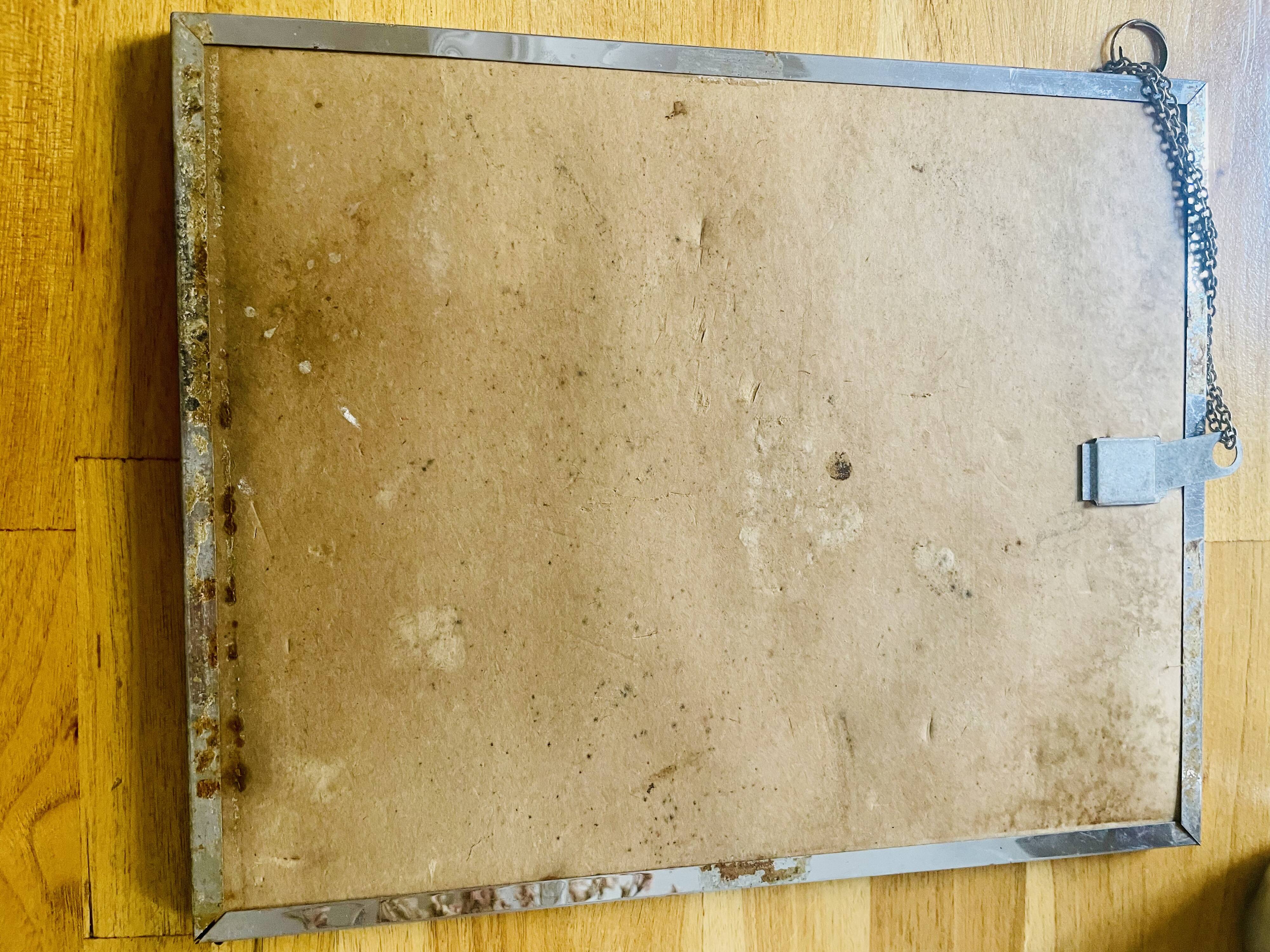 Barber mirror with chrome metal surround