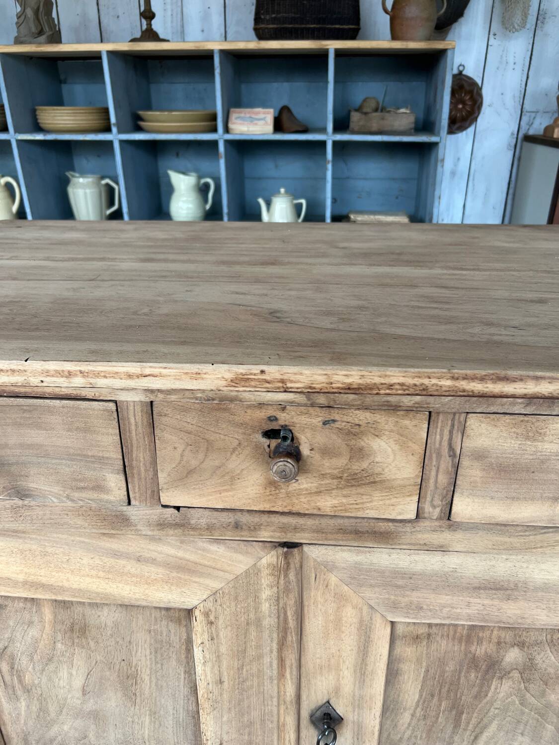 Small countertop made of raw wood