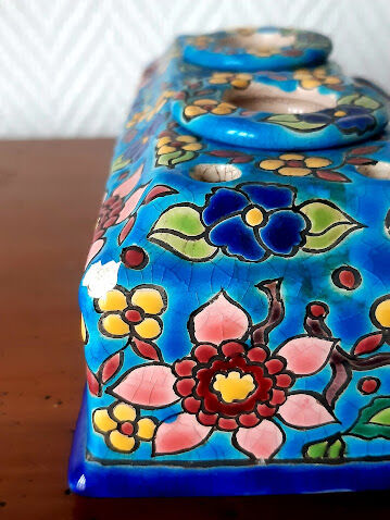 Longwy enamel inkwell