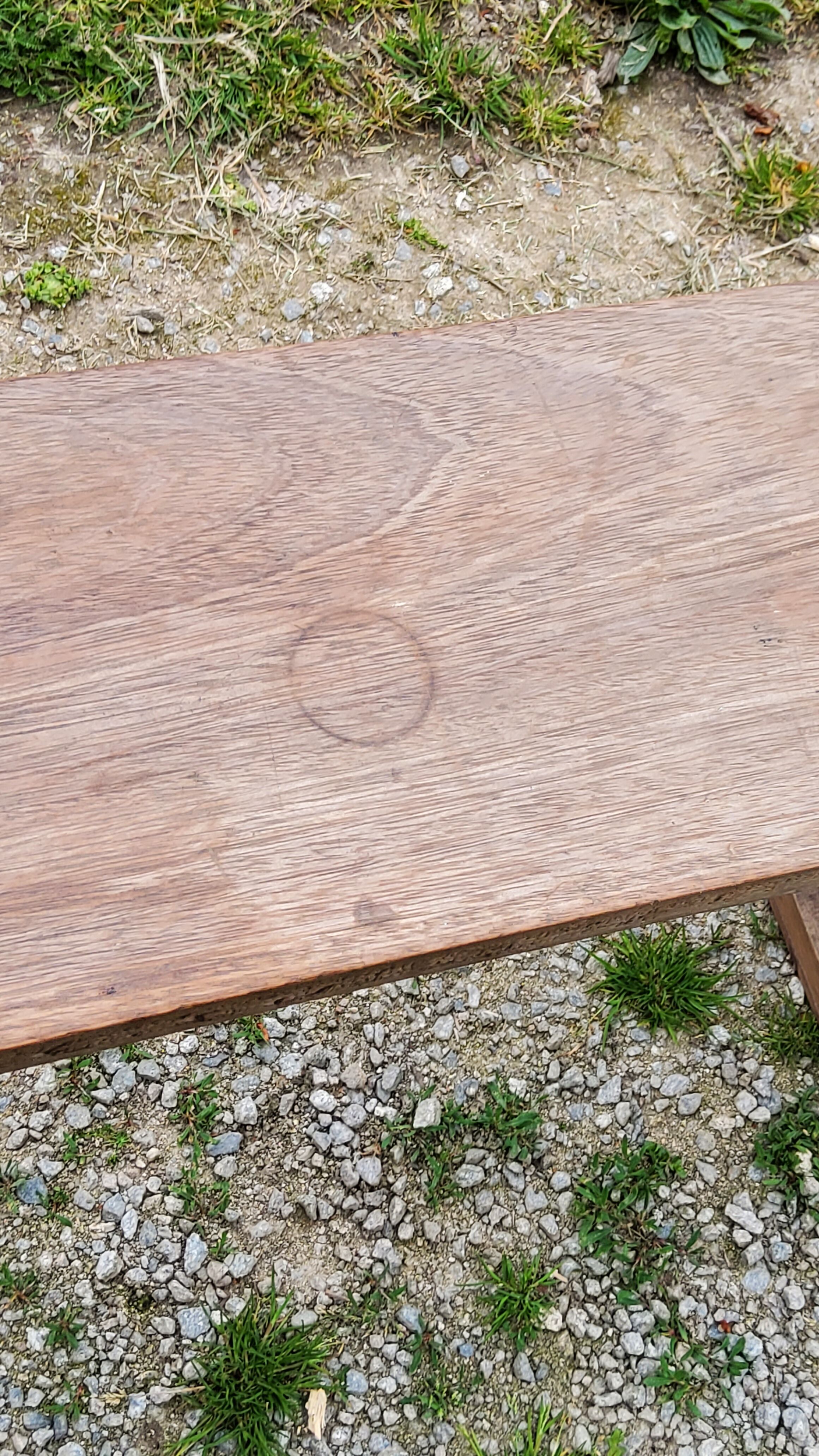 Brutalist antique bench in solid mahogany and solid oak