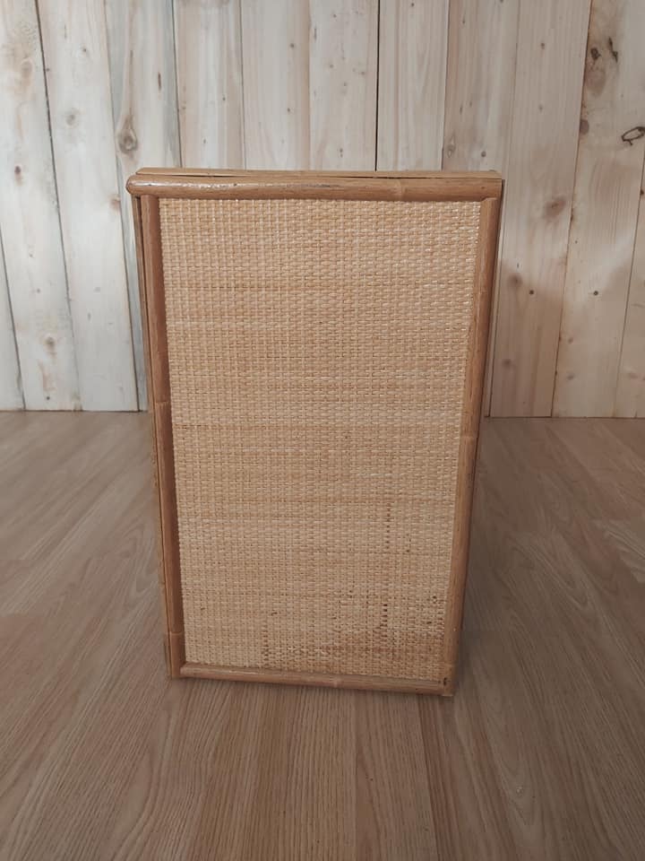 Bedhead and rattan nightstand