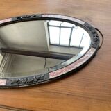 Miroir art déco rose ovale 80x47cm