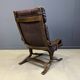 Vintage Scandinavian leather and bentwood armchair, 1970s