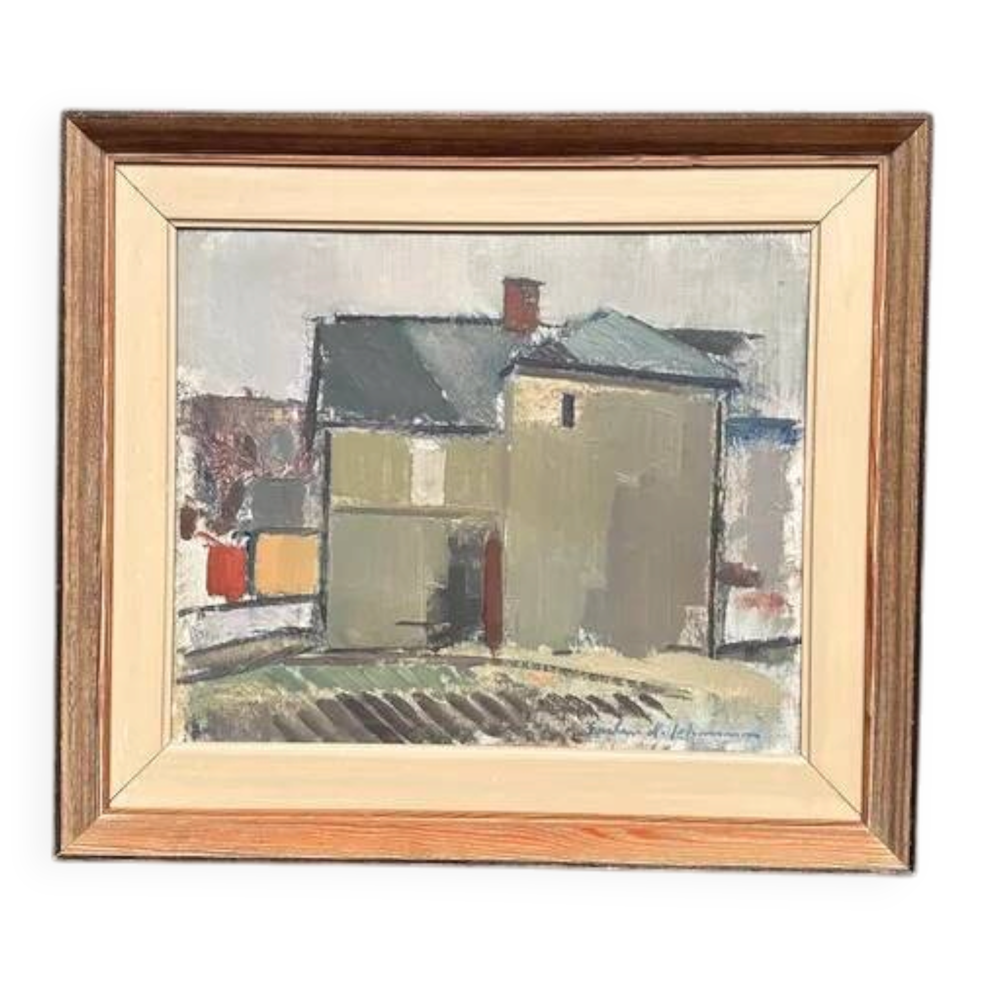 Original Swedish Oil on Canvas – “Sage House” by Gustav‑Adolf Johansson – Signed – Vintage & Framed