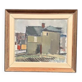 Huile sur toile originale suédoise – “Maison de Sauge” par Gustav‑Adolf Johansson – Signée – Vintage et encadrée