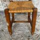 Old Trapezoid Stool Wood + Woven Straw Seat #D823