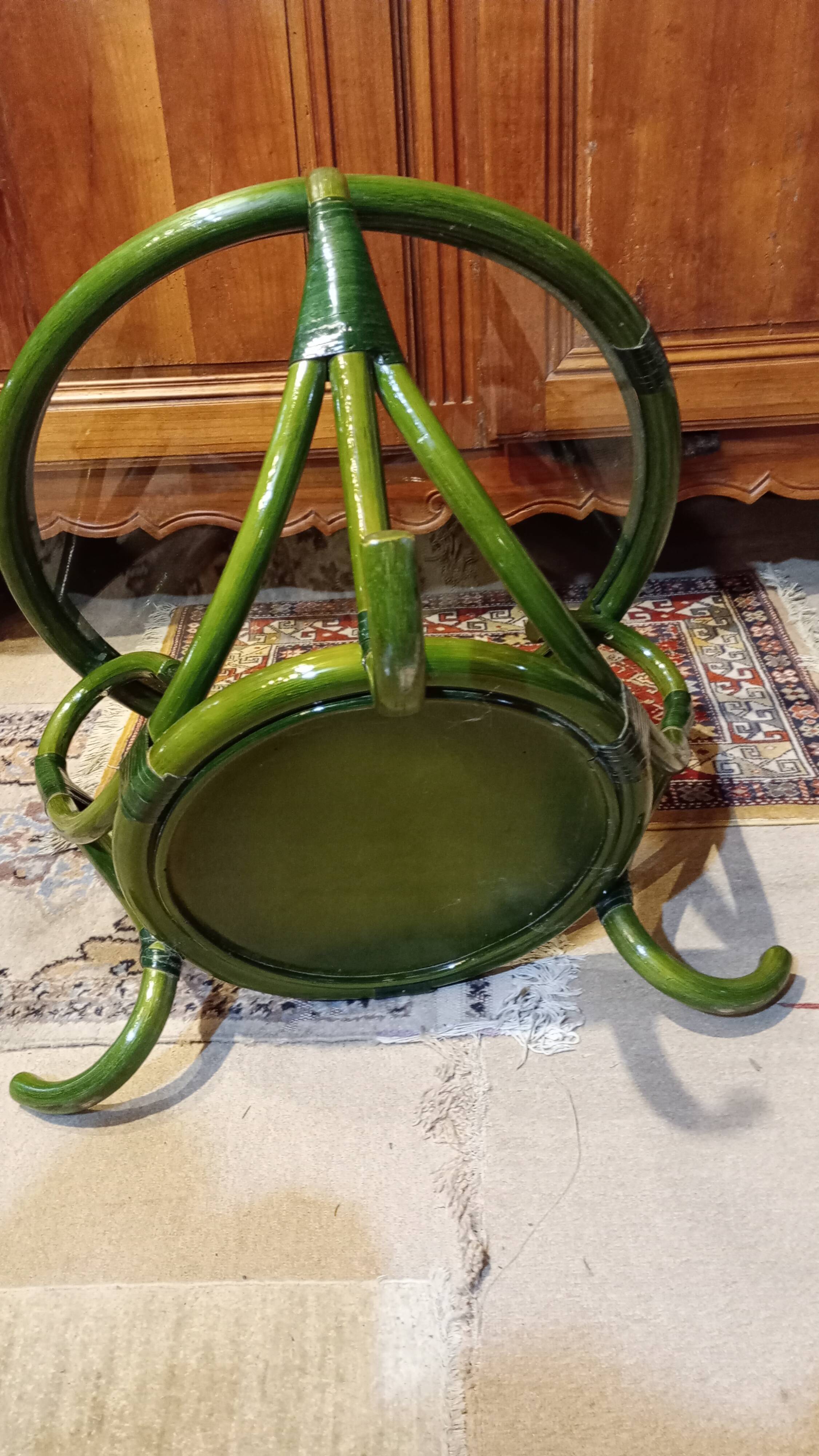 Table basse rotin plateau de verre