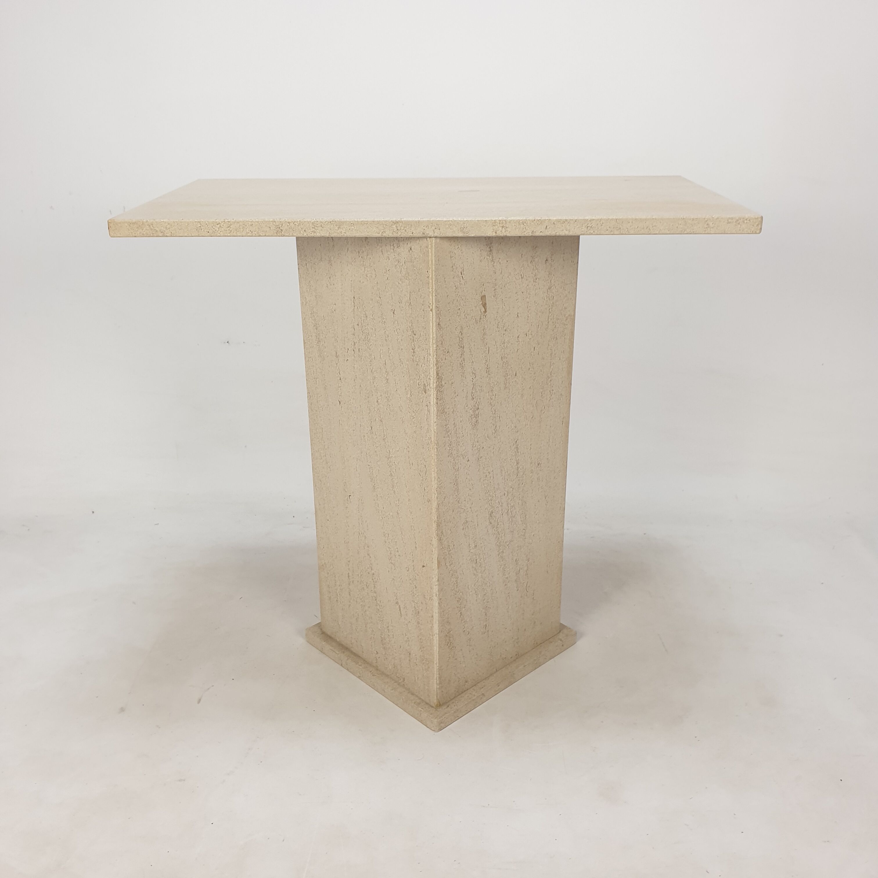 Italian Travertine Side Table or Pedestal, 1980s