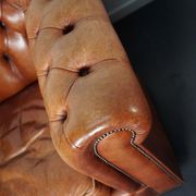 Set of 2 vintage chesterfield club armchairs in cognac leather, Netherlands,