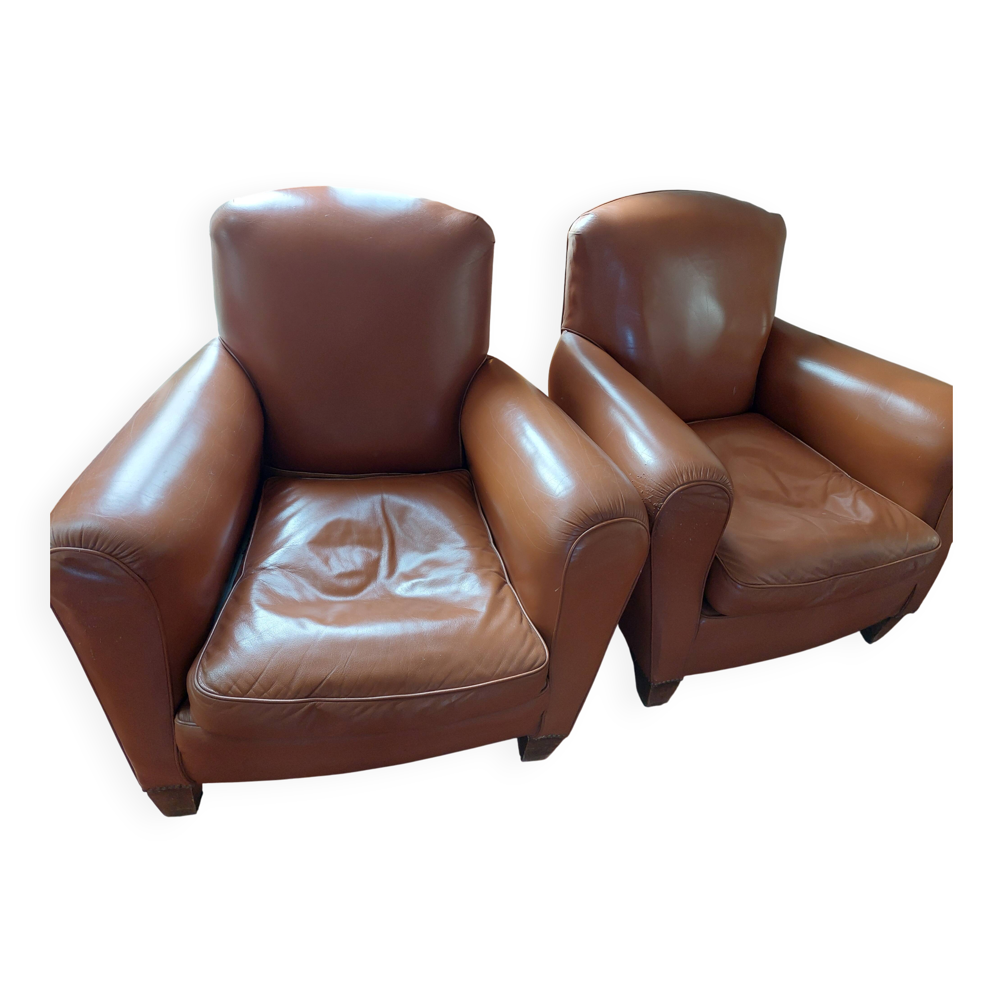 2 leather club armchairs