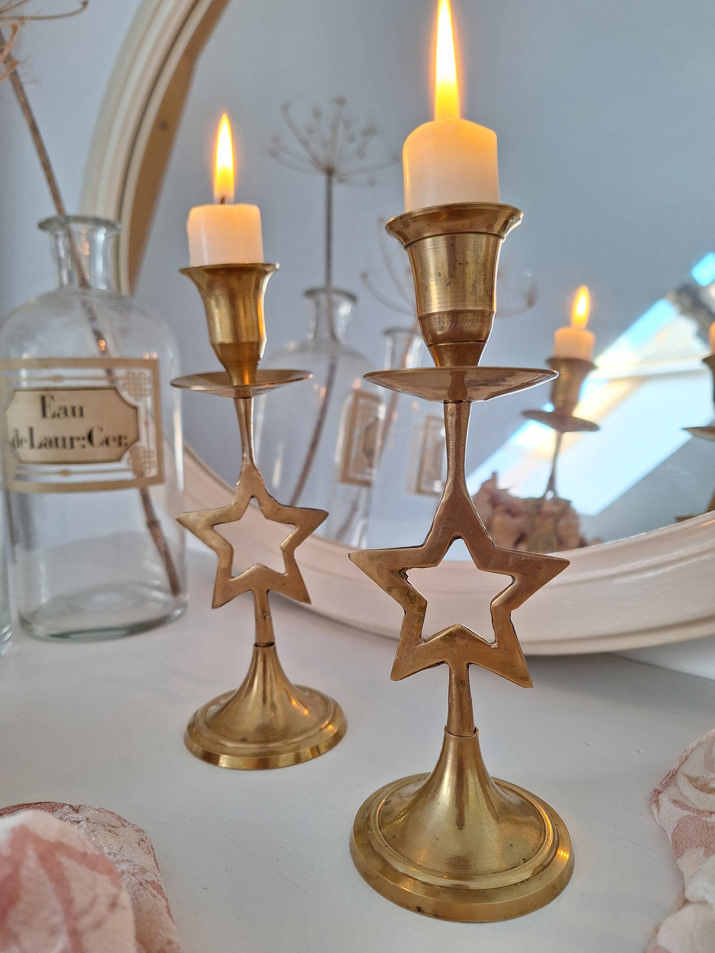 Brass star candlestick