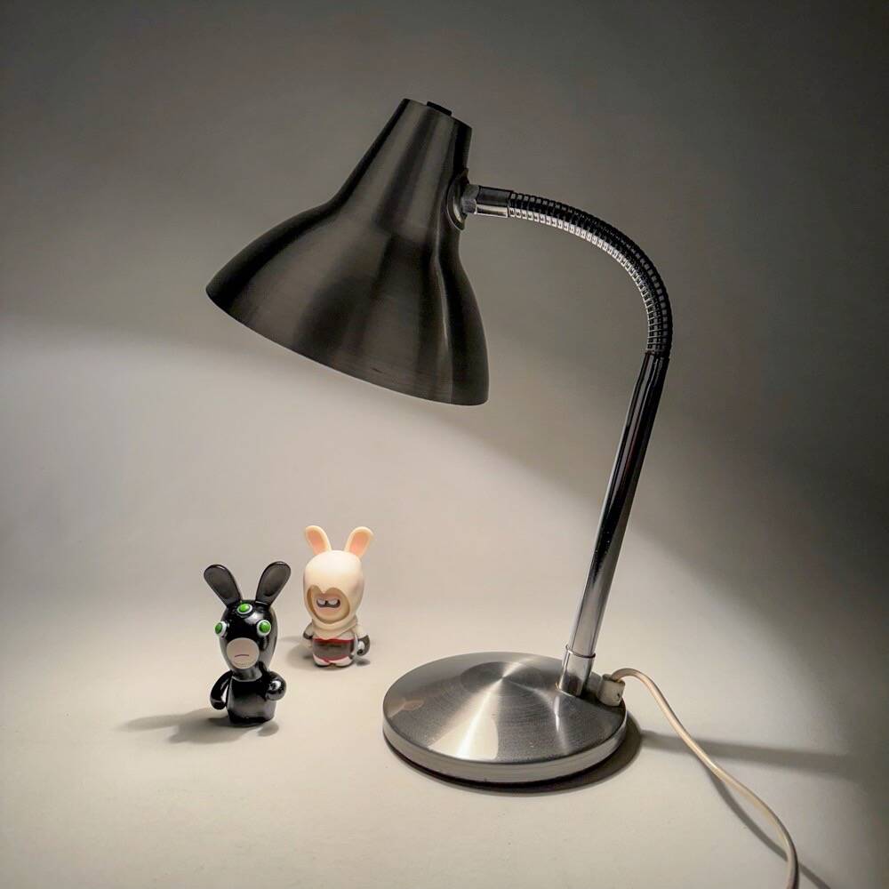 Flexible brushed aluminum lamp from the 60s