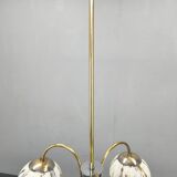 Art Deco Chandelier, Marble Glass, Brass & Chrome, 1930s