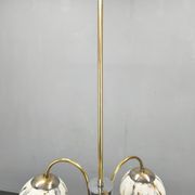 Chandelier Art Déco, verre marbré, laiton et chrome, années 1930