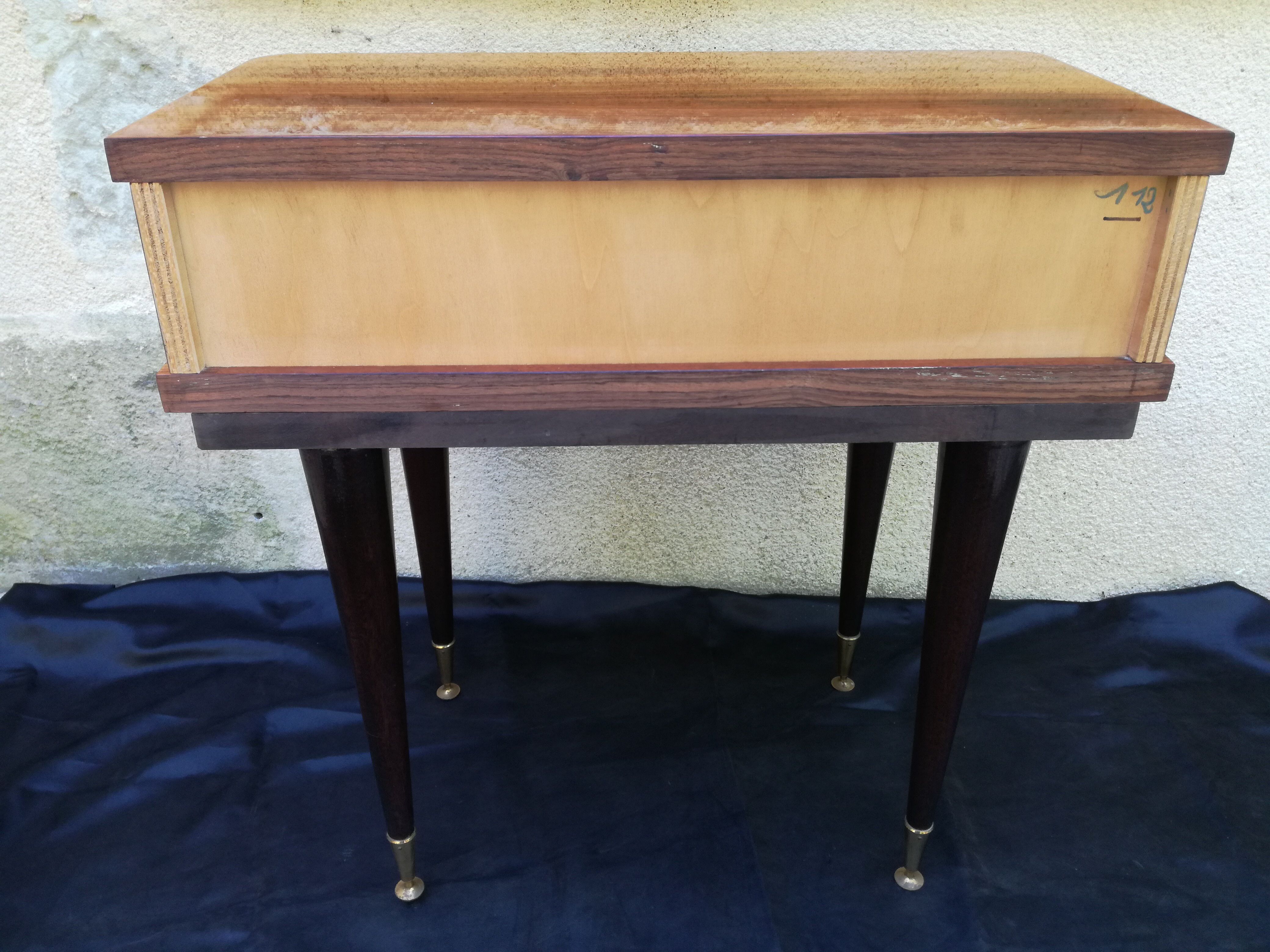 70s bedside in rosewood and sycamore