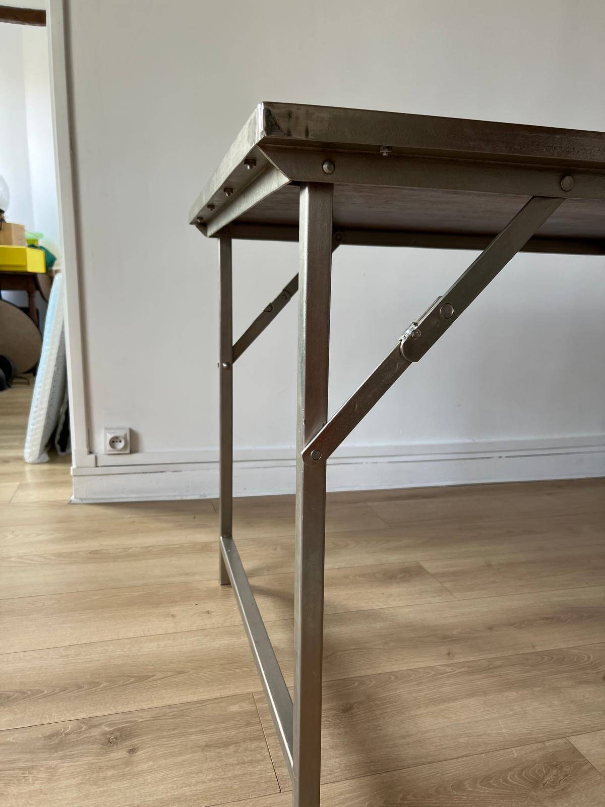 Folding industrial-style dining table