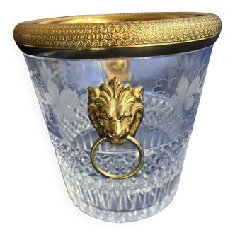 Seau à glace en cristal taillé – monture en bronze