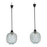 Pair of Mid-Century pendant lamps in smoked Murano glass, Italy, 1950s