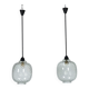 Pair of Mid-Century pendant lamps in smoked Murano glass, Italy, 1950s