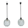 Pair of Mid-Century pendant lamps in smoked Murano glass, Italy, 1950s
